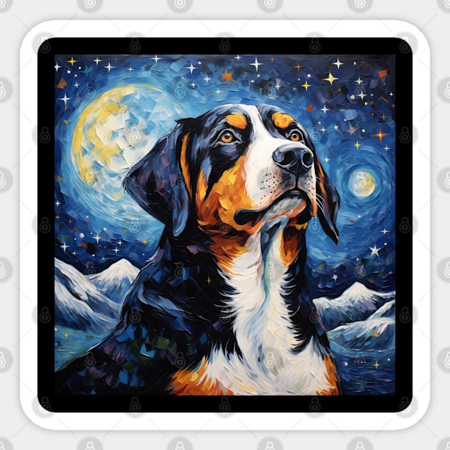 Greater Swiss Mountain Dog Starry Night Sticker by NatashaCuteShop